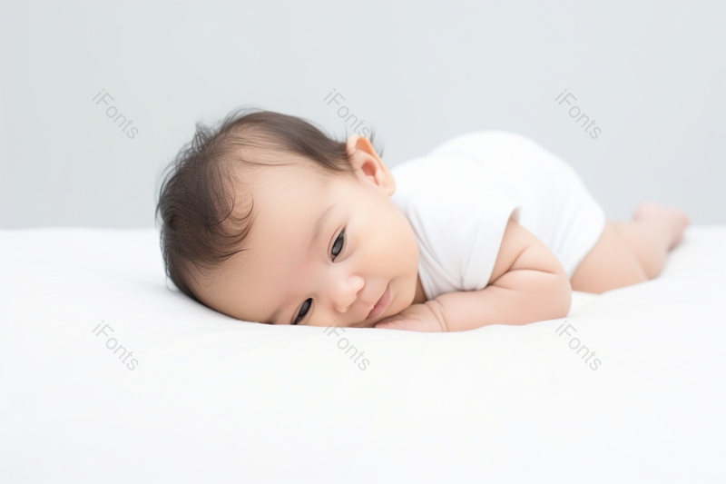 趴着的外国小孩可爱婴儿简单背景,高清,摄影图,摄影图片,图片大全,摄影图免费下载